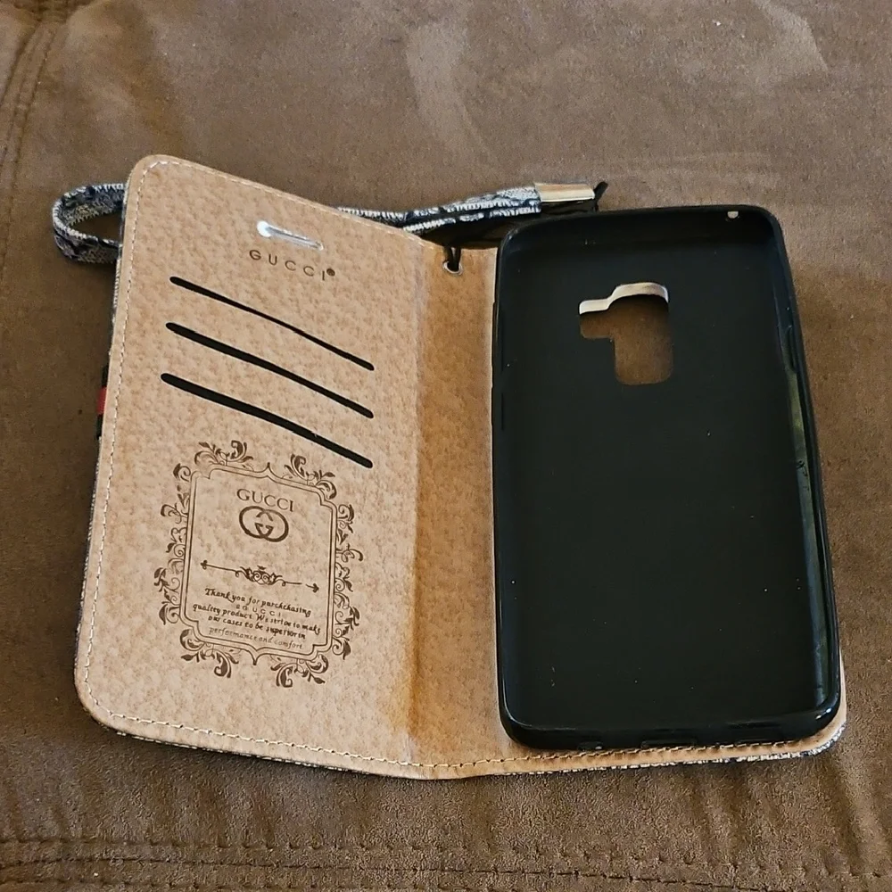 Samsung Blue Patterned Phone Wallet with Red Stripe